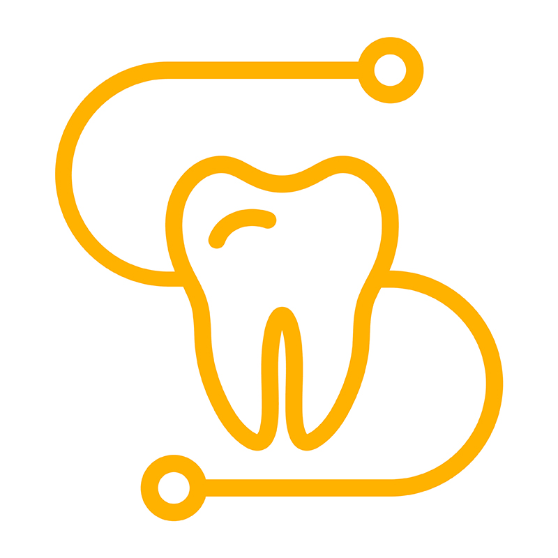 A tooth with a piece of floss around it (icon)