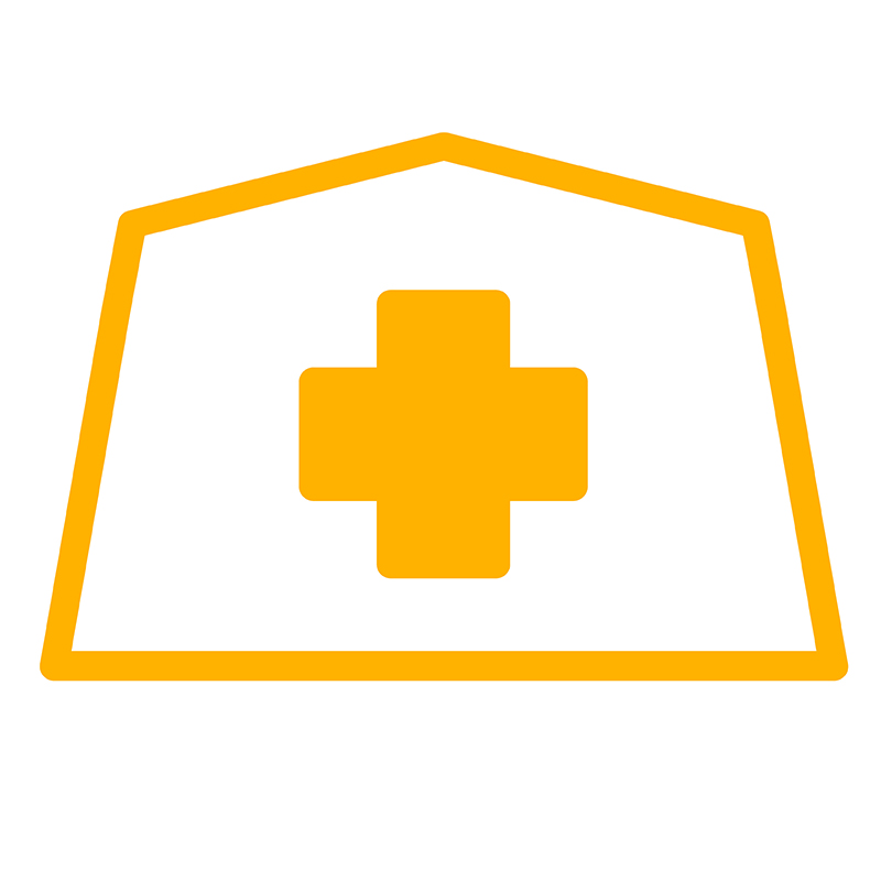 A nurse's cap with the medical cross on it it (icon)