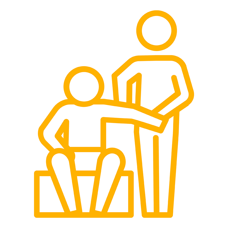 Icon: A person assisting another person with standing up