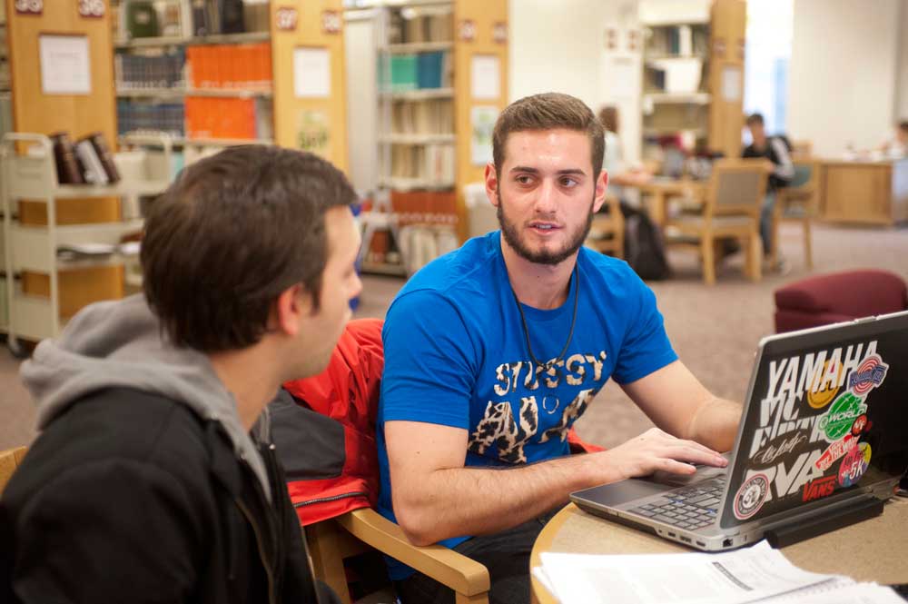 Students studying in the Cabell Library